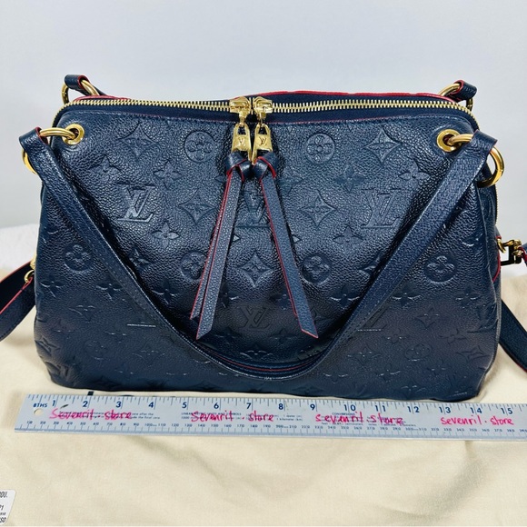 Louis Vuitton Ponthieu Handbag Monogram Empreinte Leather PM Blue Marine Rouge - Picture 3 of 16